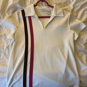 IZOD Polo Shirt with Pink and Brown Stripes